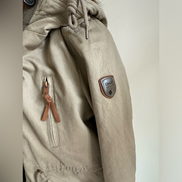 NWT Only Olive Hooded Parka Jacket, removable lining, Women's Size S - Picture 2 of 12
